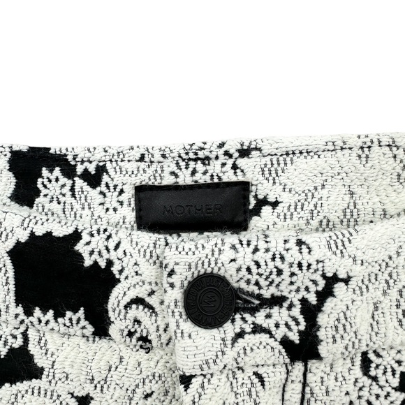 MOTHER The Looker Prep Pants Lace Look Made in USA Black White - Picture 10 of 12